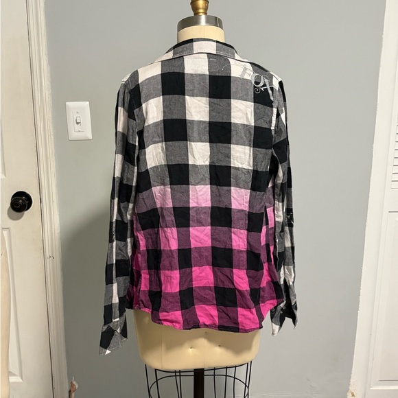 Fox Tops - Fox Racing Company Black & Pink Ombre Buffalo Check Button-Up Shirt